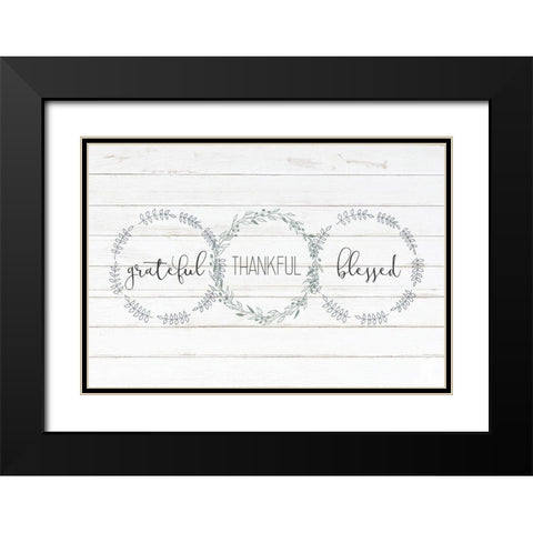 Grateful Thankful Blessed Black Modern Wood Framed Art Print with Double Matting by Kimberly, Allen