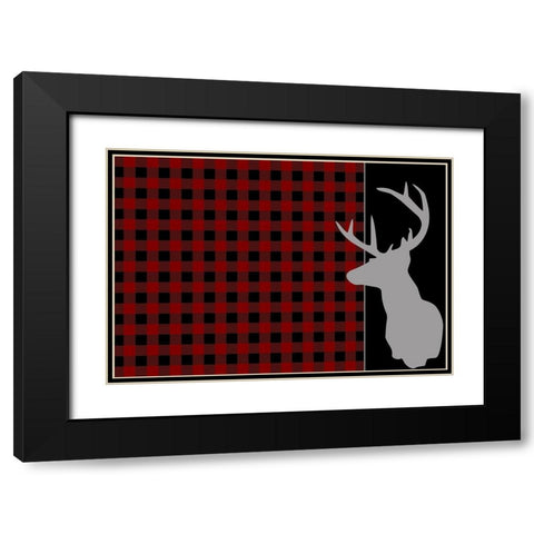 Buffalo Plaid Deer Black Modern Wood Framed Art Print with Double Matting by Kimberly, Allen