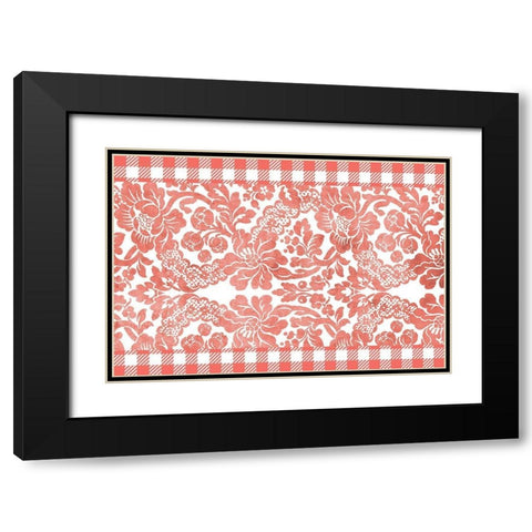 Gingham Floral Black Modern Wood Framed Art Print with Double Matting by Kimberly, Allen
