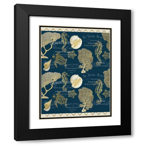 Azure Coastal Navy Full Black Modern Wood Framed Art Print with Double Matting by Kimberly, Allen