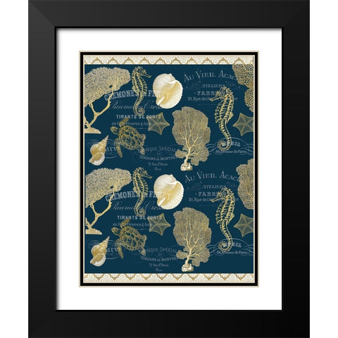 Azure Coastal Navy Full Black Modern Wood Framed Art Print with Double Matting by Kimberly, Allen