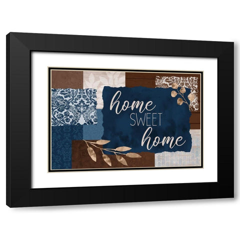 Home Sweet Home Blues Black Modern Wood Framed Art Print with Double Matting by Kimberly, Allen