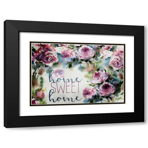 Home Sweet Home Bouquet Black Modern Wood Framed Art Print with Double Matting by Kimberly, Allen