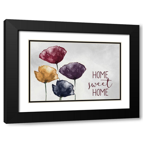 Home Sweet Home Poppies Black Modern Wood Framed Art Print with Double Matting by Kimberly, Allen