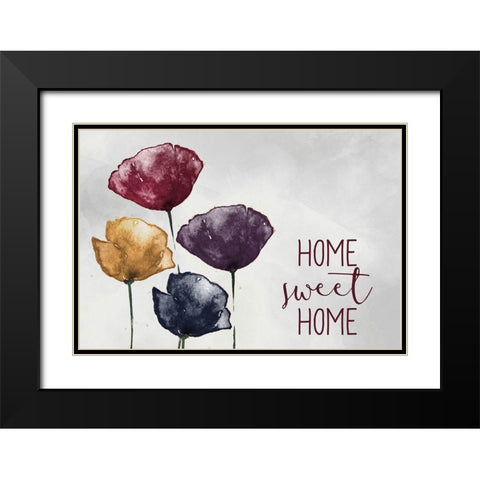 Home Sweet Home Poppies Black Modern Wood Framed Art Print with Double Matting by Kimberly, Allen