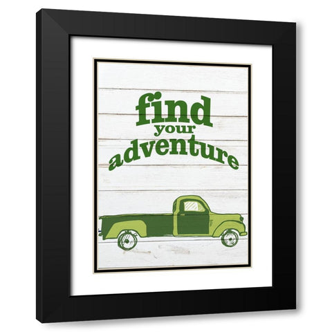 Green Happy Camper 2 Black Modern Wood Framed Art Print with Double Matting by Kimberly, Allen