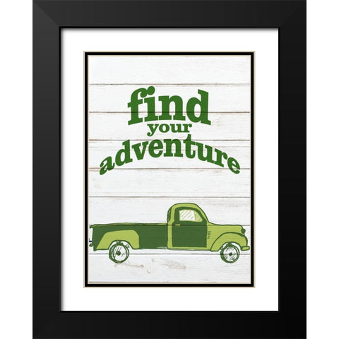 Green Happy Camper 2 Black Modern Wood Framed Art Print with Double Matting by Kimberly, Allen