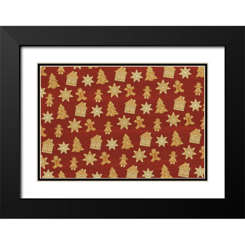Gingerbread Christmas Black Modern Wood Framed Art Print with Double Matting by Kimberly, Allen