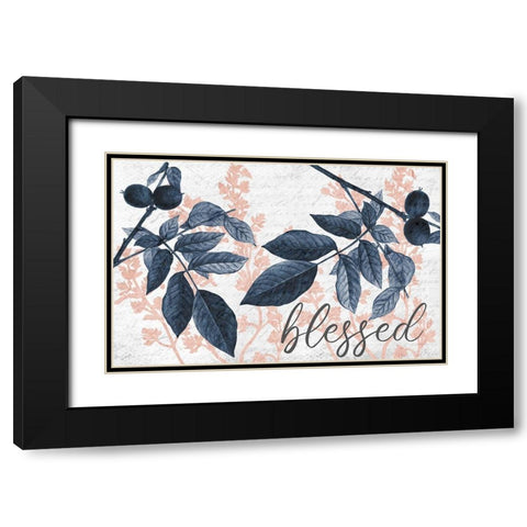 Navy Branches 1 Blessed Black Modern Wood Framed Art Print with Double Matting by Allen, Kimberly