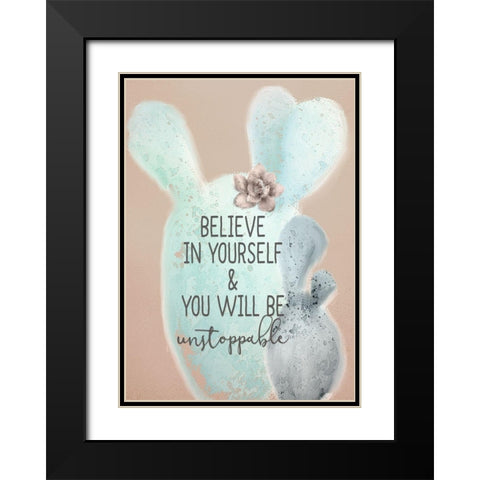 Cactus Believe 1 Black Modern Wood Framed Art Print with Double Matting by Kimberly, Allen