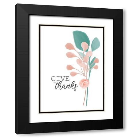 Give Thanks Black Modern Wood Framed Art Print with Double Matting by Kimberly, Allen