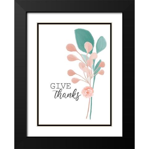 Give Thanks Black Modern Wood Framed Art Print with Double Matting by Kimberly, Allen