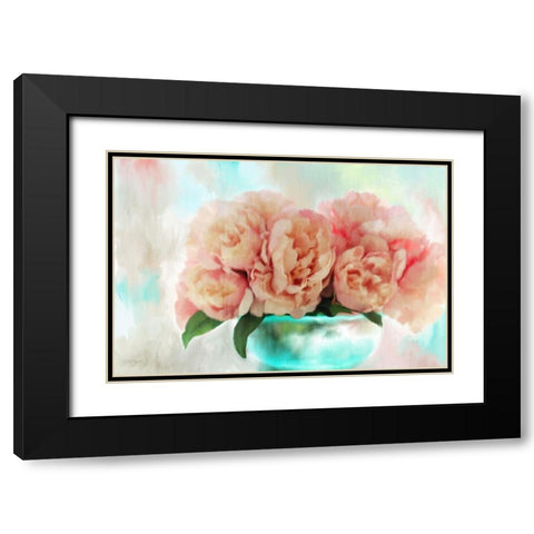 Spring Peonies Black Modern Wood Framed Art Print with Double Matting by Kimberly, Allen