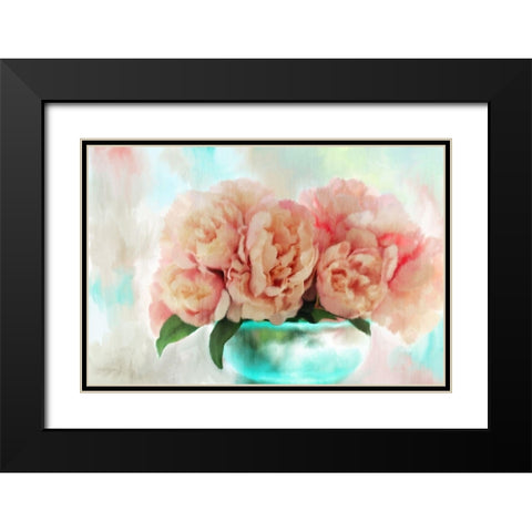 Spring Peonies Black Modern Wood Framed Art Print with Double Matting by Kimberly, Allen