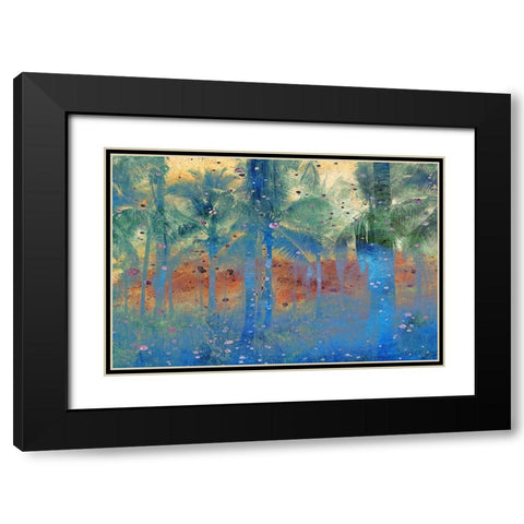 Speckled Palm Tree Black Modern Wood Framed Art Print with Double Matting by Kimberly, Allen