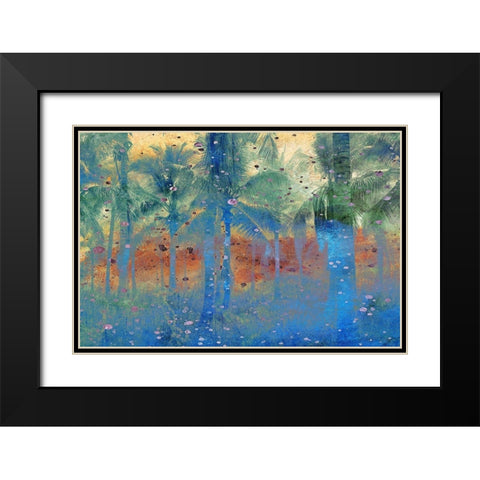 Speckled Palm Tree Black Modern Wood Framed Art Print with Double Matting by Kimberly, Allen