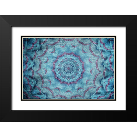 Teal Kaleidoscope Black Modern Wood Framed Art Print with Double Matting by Kimberly, Allen