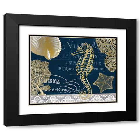 Azure Coastal 1 Black Modern Wood Framed Art Print with Double Matting by Kimberly, Allen