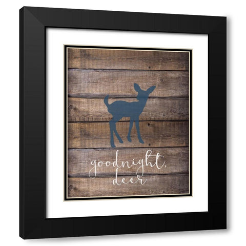 Goodnight Deer Blue Black Modern Wood Framed Art Print with Double Matting by Kimberly, Allen
