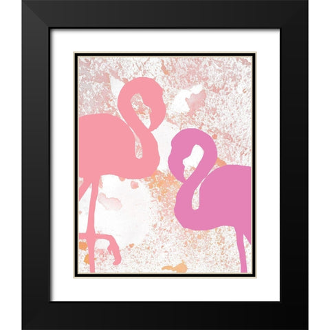 Flamingo Love 1 Black Modern Wood Framed Art Print with Double Matting by Kimberly, Allen