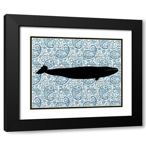 Paisley Whale 3 Black Modern Wood Framed Art Print with Double Matting by Kimberly, Allen