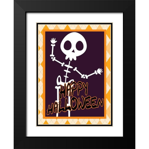 Skeleton Halloween Black Modern Wood Framed Art Print with Double Matting by Kimberly, Allen