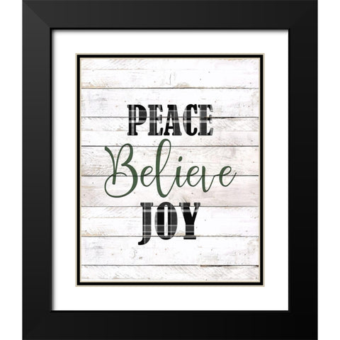 Peace Plaid Black Modern Wood Framed Art Print with Double Matting by Kimberly, Allen