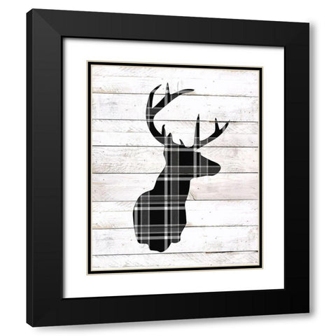 Reindeer Silhouette Black Modern Wood Framed Art Print with Double Matting by Kimberly, Allen