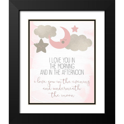I Love You In Pink Black Modern Wood Framed Art Print with Double Matting by Kimberly, Allen