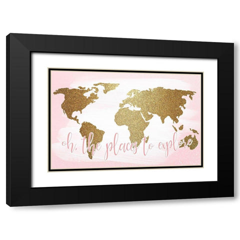 Places To Explore Black Modern Wood Framed Art Print with Double Matting by Kimberly, Allen