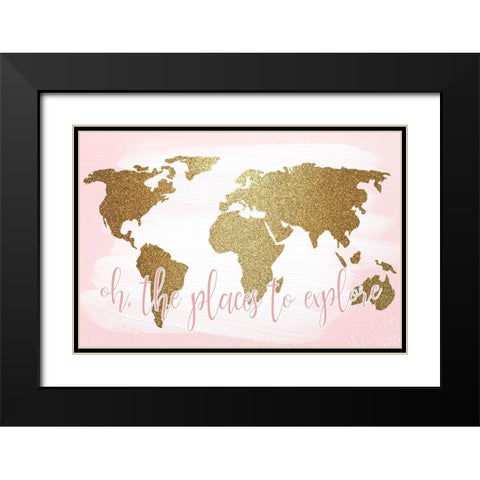 Places To Explore Black Modern Wood Framed Art Print with Double Matting by Kimberly, Allen