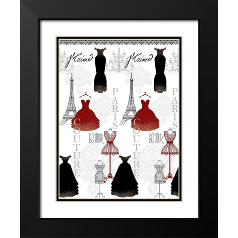 Paris Couture 2 Black Modern Wood Framed Art Print with Double Matting by Kimberly, Allen