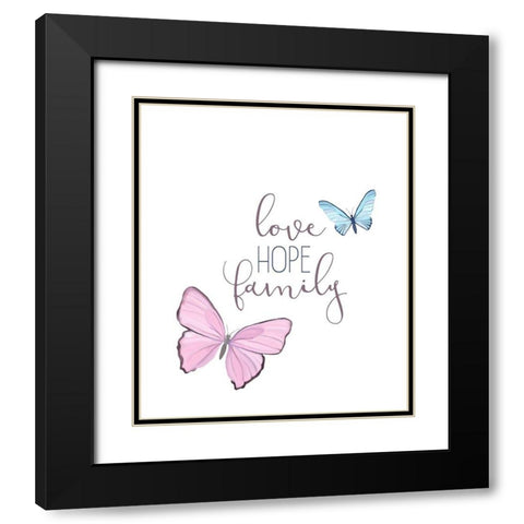 Butterfly Love 1 Black Modern Wood Framed Art Print with Double Matting by Kimberly, Allen