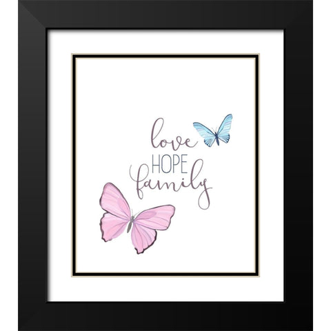 Butterfly Love 1 Black Modern Wood Framed Art Print with Double Matting by Kimberly, Allen