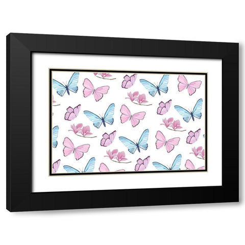 Butterfly Love 3 Black Modern Wood Framed Art Print with Double Matting by Kimberly, Allen