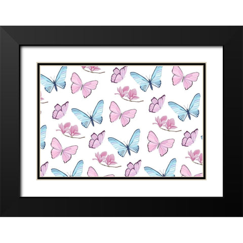 Butterfly Love 3 Black Modern Wood Framed Art Print with Double Matting by Kimberly, Allen
