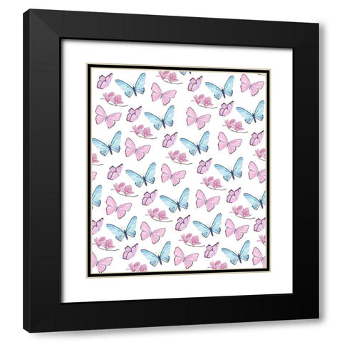 Butterfly Love 3 Black Modern Wood Framed Art Print with Double Matting by Kimberly, Allen