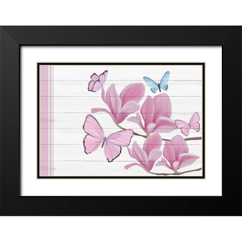 Butterfly Love 4 Black Modern Wood Framed Art Print with Double Matting by Kimberly, Allen
