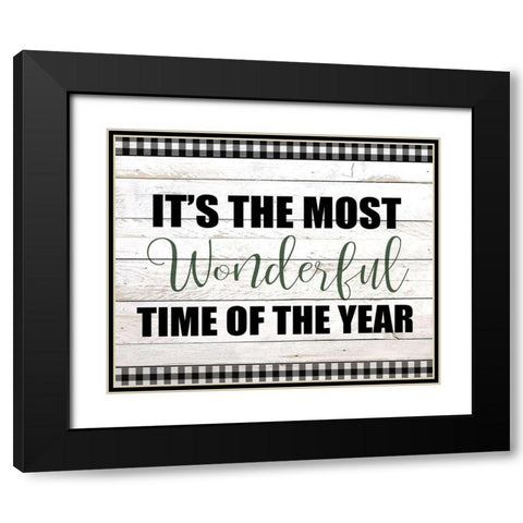 Wonderful Time Plaid Black Modern Wood Framed Art Print with Double Matting by Kimberly, Allen