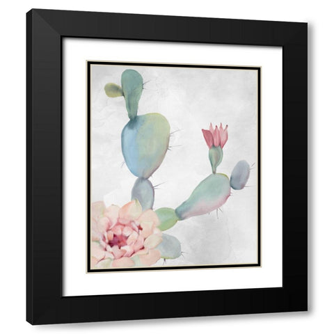 Cactus Blooming 1 Black Modern Wood Framed Art Print with Double Matting by Kimberly, Allen