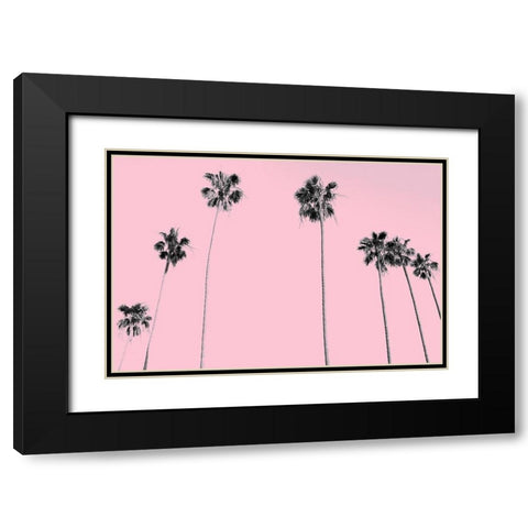 Pink Palms Black Modern Wood Framed Art Print with Double Matting by Kimberly, Allen