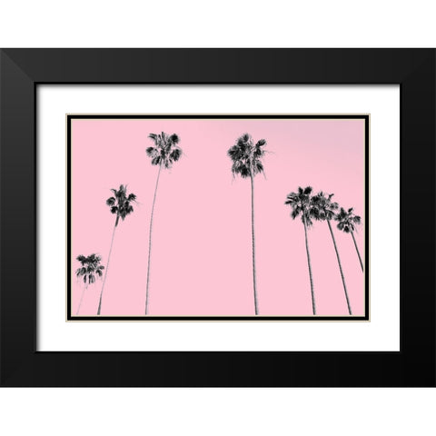 Pink Palms Black Modern Wood Framed Art Print with Double Matting by Kimberly, Allen