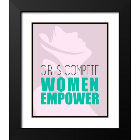 Girls Compete Black Modern Wood Framed Art Print with Double Matting by Kimberly, Allen