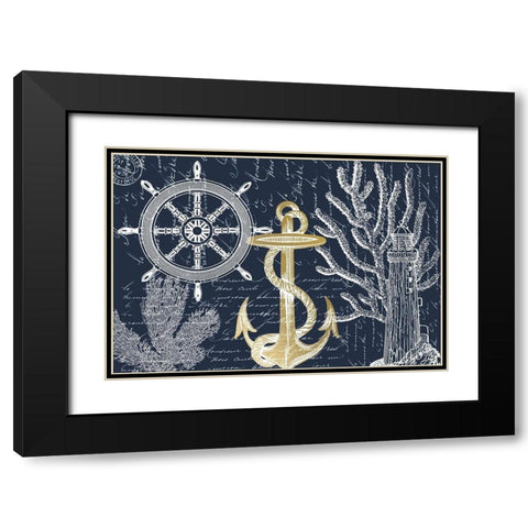 Sea Letters Black Modern Wood Framed Art Print with Double Matting by Kimberly, Allen