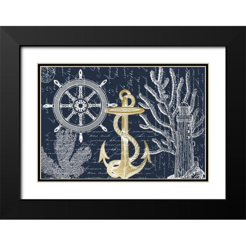Sea Letters Black Modern Wood Framed Art Print with Double Matting by Kimberly, Allen