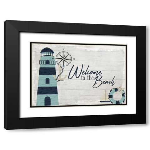 Welcome to the Beach Black Modern Wood Framed Art Print with Double Matting by Kimberly, Allen