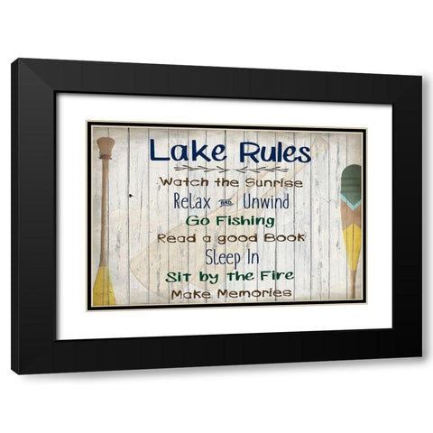 Lake Rules Black Modern Wood Framed Art Print with Double Matting by Kimberly, Allen