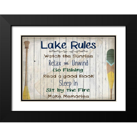 Lake Rules Black Modern Wood Framed Art Print with Double Matting by Kimberly, Allen