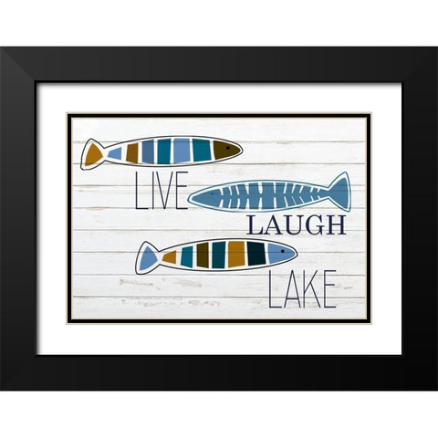 Live Laugh Lake Fish Black Modern Wood Framed Art Print with Double Matting by Kimberly, Allen