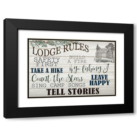 Lodge Rules Black Modern Wood Framed Art Print with Double Matting by Kimberly, Allen